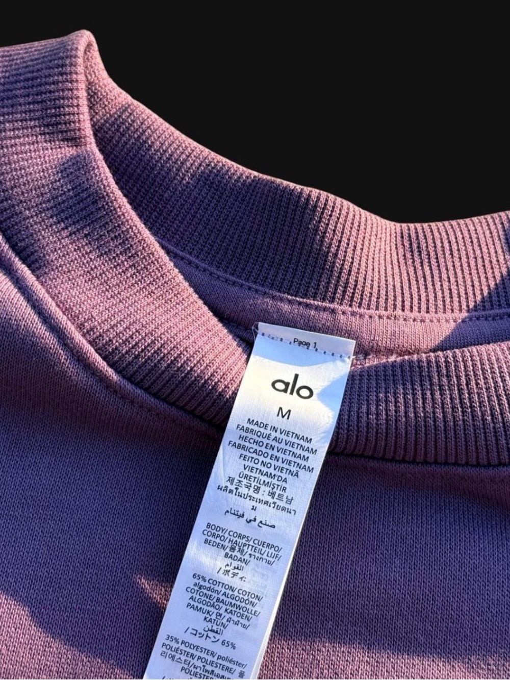 ALO Yoga Lavender Crewneck Sweatshirt - Picture 2 of 3